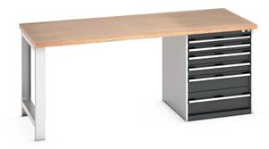 Bott Cubio Pedestal Bench with MPX Top & 6 Drawers - 2000mm Wide  x 900mm Deep x 840mm High. Workbench consists of the following components... 840mm High Benches